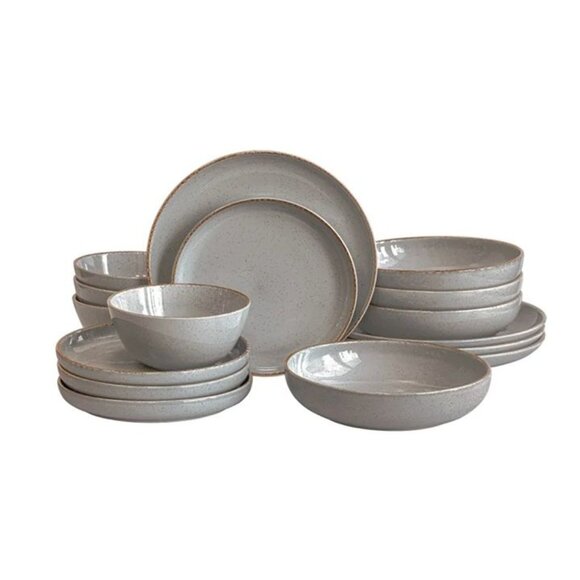 Over & Back Gray 16-Piece Round Stoneware Dinnerware Set - Gray - Picture 2 of 4
